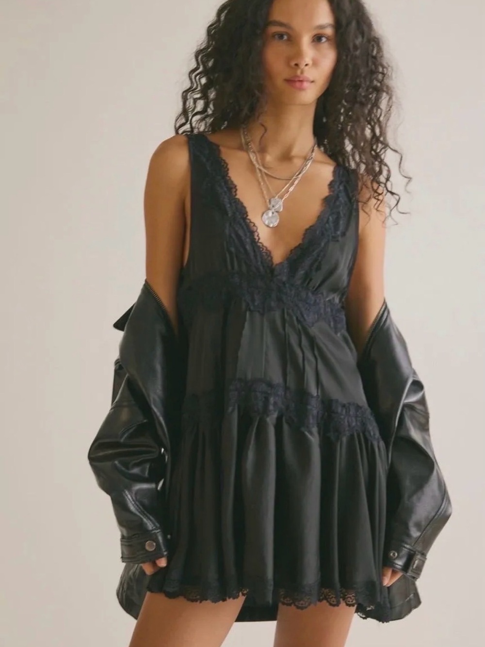 NWOT Free People In This Groove Mini Slip Dress